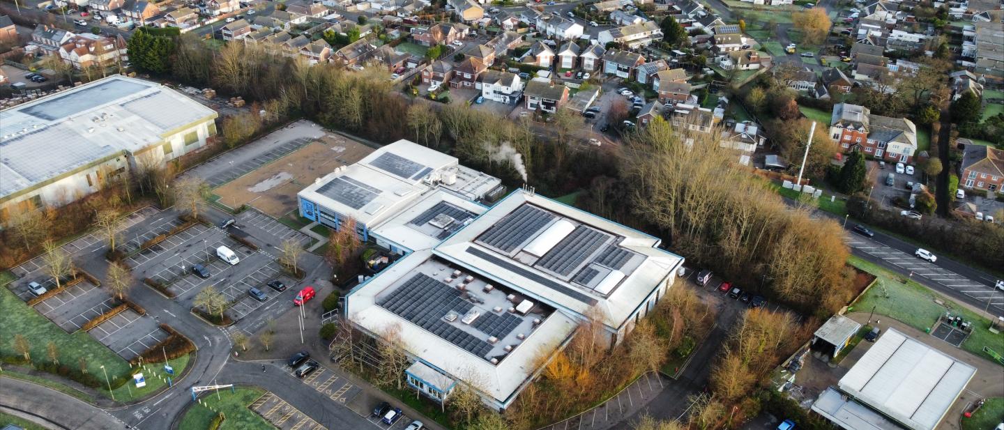 Solar Panels on Waterlooville Leisure Centre roof